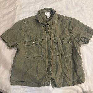 Nicole Miller Olive Linen Shirt